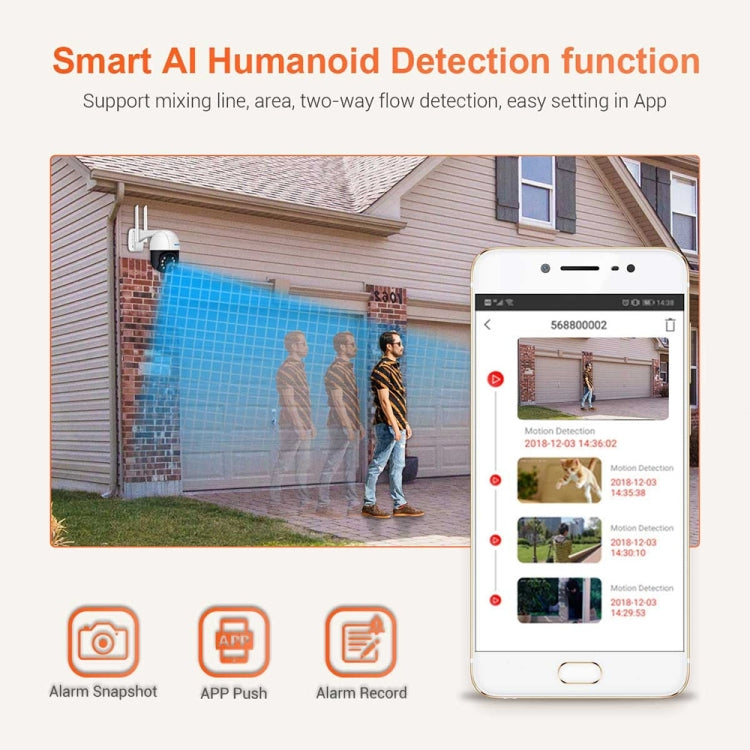 ESCAM QF218 1080P Pan / Tilt AI Humanoid Detection IP66 Waterproof WiFi IP Camera, Support ONVIF / Night Vision / TF Card / Two-way Audio, US Plug, NC1228AU, NC1228EU, NC1228UK, NC1228US ESCAM QF218 1080P Pan / Tilt AI Humanoid Detection IP66 Waterproof WiFi IP Camera, Support ONVIF / Night Vision / TF Card / Two-way Audio, US Plug, NC1228AU, NC1228EU, NC1228UK, NC1228US